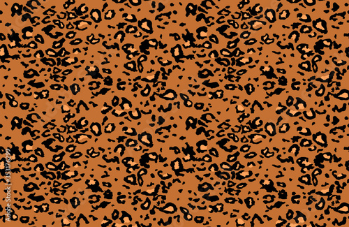Seamless leopard fur pattern. Fashionable wild leopard print background. Modern panther animal fabric textile print design. Stylish vector color illustration