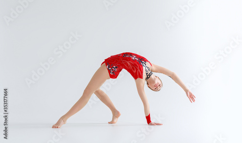 Fotografie Rhythmic gymnastics practice