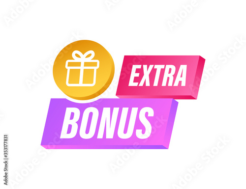 Extra Bonus for promotion design. Surprise banner. Discount banner promotion template. Web template for marketing promo design. Vector stock illustration.