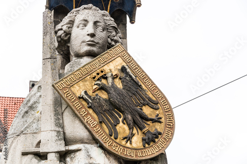 Bremen, Germany. The Bremen Roland, a statue of Roland (a Frankish military leader under Charlemagne) erected in 1404. Market square (Rathausplatz) photo