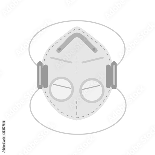 Respiratory mask in flat design. Protect reusable face mask isolated on white background. Work safety.