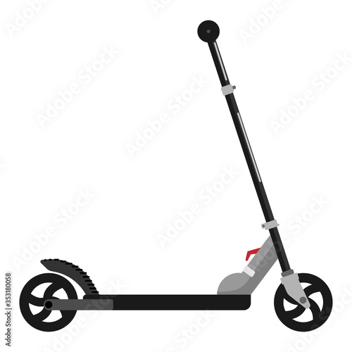 Electric black scooter isolated on white background. Electric scooter in flat style. Eco transport for city lifestyle.