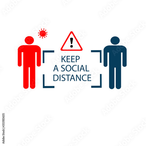 Sticker. Keep a social distance to prevent coronavirus infection. Vector flat illustration