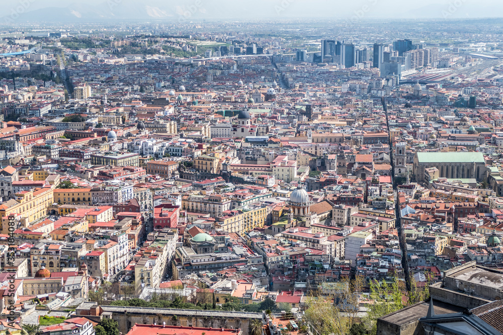 Aerial view of Historic center of Naples with Spaccanapoli Street