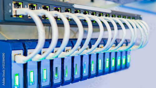 Network. Wires connect equi...