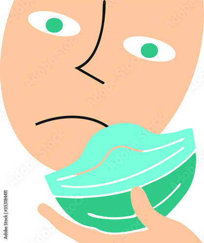 Sad human face under covid protective healthcare mask