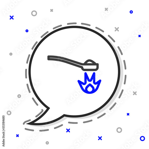 Line Heroin in a spoon icon isolated on white background. Concept of drug addiction and dependence from the narcotic. Junkie lifestyle. Colorful outline concept. Vector Illustration.