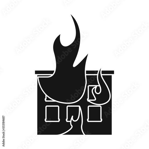 Isolated object of house and flame icon. Set of house and burning stock symbol for web.