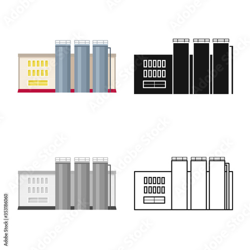 Isolated object of factory and distillery icon. Collection of factory and production vector icon for stock.