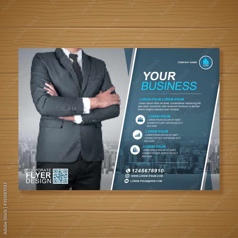 Corporate business cover a4 template and flat icons for a report and ...