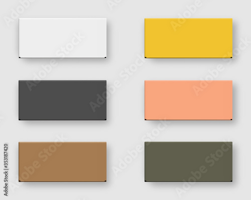 Realistic blank package cardboard box set. Mockup vector isolated. Template design. Realistic vector illustration.