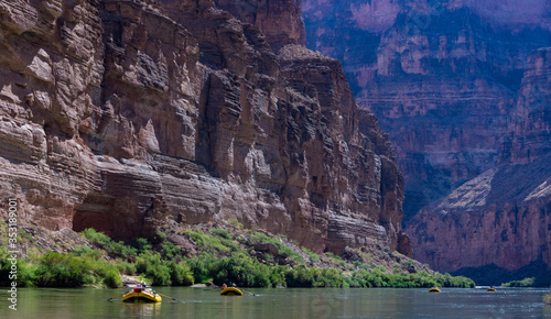 Rafting down the Colorado River through the Grand Canyon in Arizona.