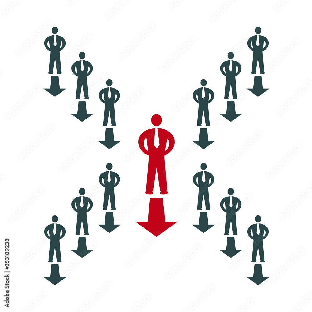 Vector illustration of a group of business people following the leader Vector illustration of a group of business people following the leader