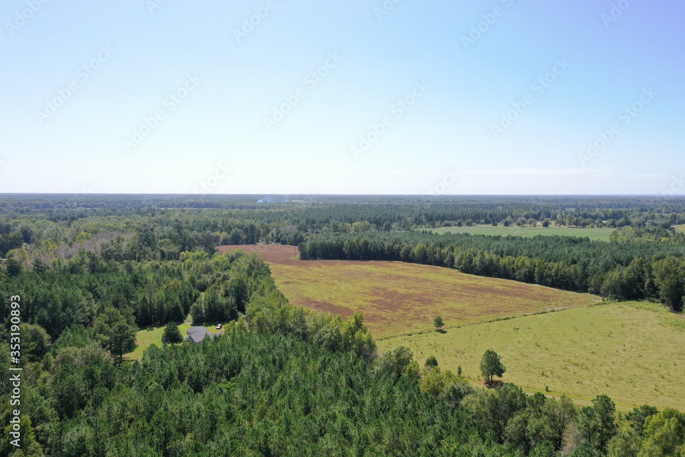 Drone View Of Country Field In Nature 