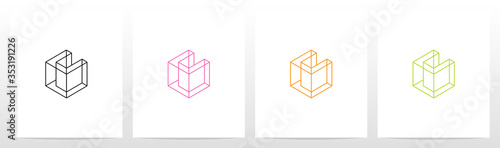 Cubic Wireframe Letter Logo Design U