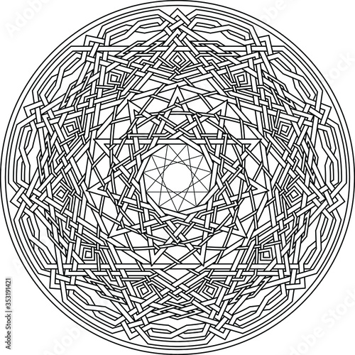 Hendecagram with mandala pattern hendecagon geometry background photo