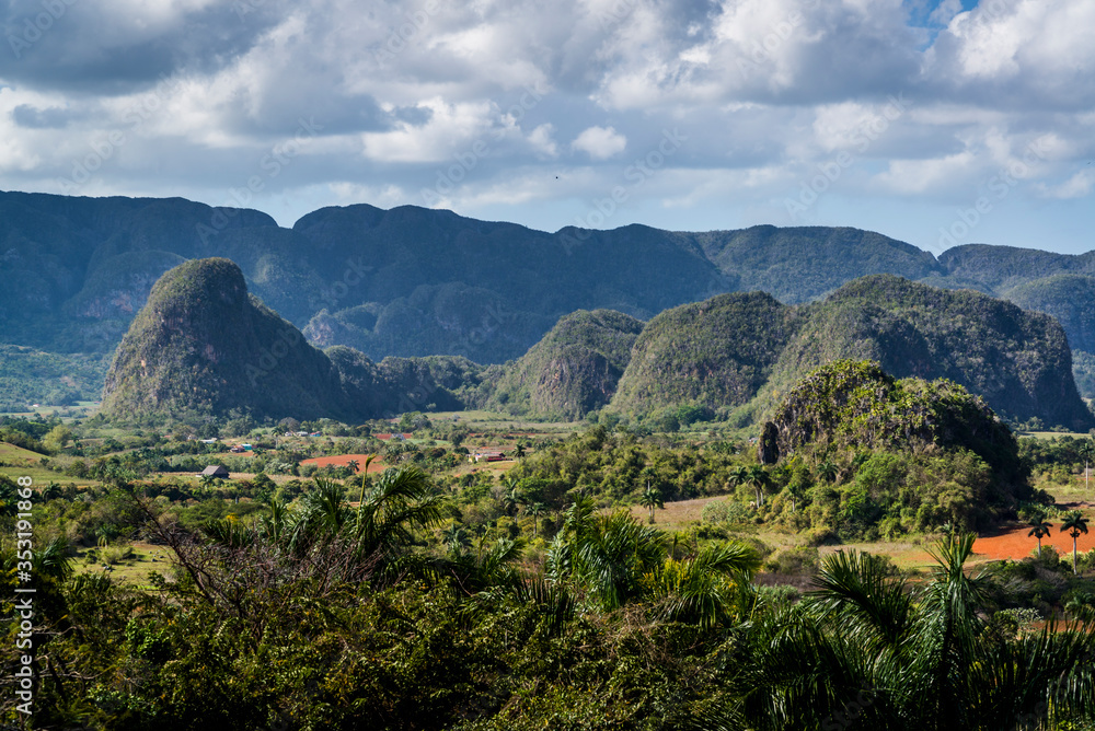 Vinales Valley, known for its unique limestone geomorphological mountain formations called mogotes. Cuba Vinales Valley, known for its unique limestone geomorphological mountain formations called mogotes. Cuba
