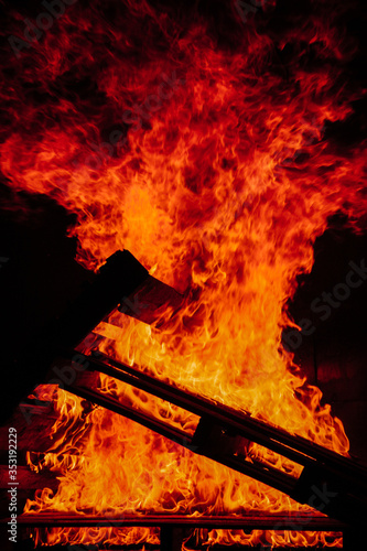 fire in the fireplace