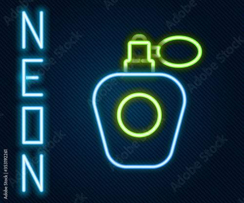 Glowing neon line Perfume icon isolated on black background. Colorful outline concept. Vector Illustration.