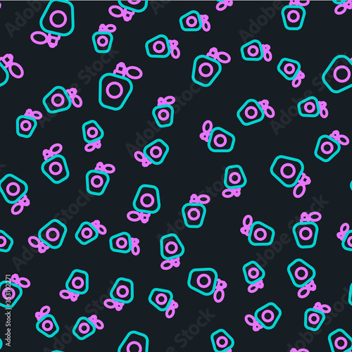 Line Perfume icon isolated seamless pattern on black background. Vector Illustration.