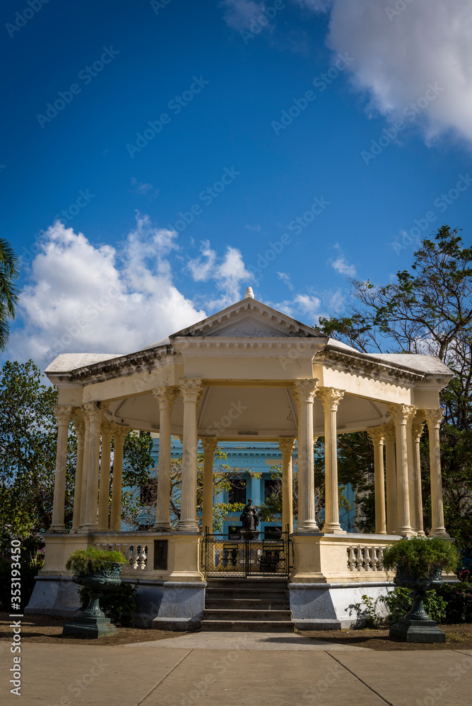 Bandstand in the center of the park, erected in 1911, still serves for weekly public concerts by the city's Philharmonic Band, Parque Vidal, the main central Square, Santa Clara, Cuba