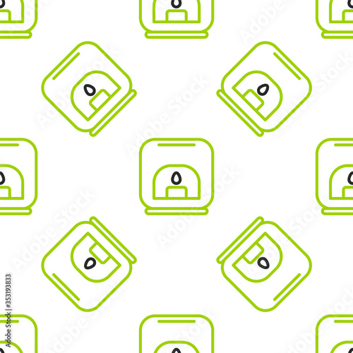 Line Aroma lamp icon isolated seamless pattern on white background. Vector Illustration