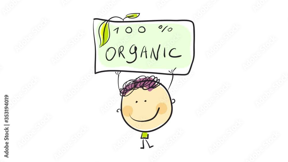 boy standing in center of screen with poster above his head saying 100 percent organic posing for picture to upload to foundation that supports nature boy standing in center of screen with poster above his head saying 100 percent organic posing for picture to upload to foundation that supports nature