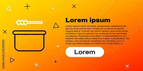 Line Sauna bucket and ladle icon isolated on yellow background. Colorful outline concept. Vector Illustration
