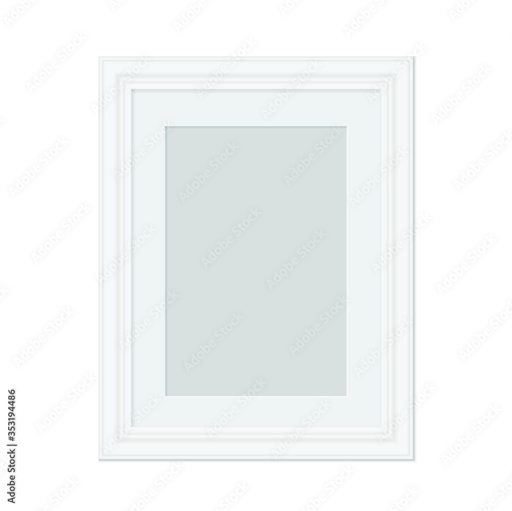 Realistic photo frame isolated. Vector template for picture. Blank white picture frame mockup template. Empty framing for your design. Vector illustration Realistic photo frame isolated. Vector template for picture. Blank white picture frame mockup template. Empty framing for your design. Vector illustration