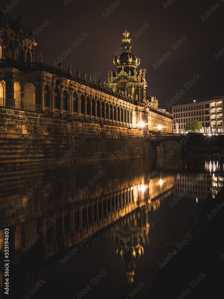 dresdner zwinger after sunset, dresden, germany dresdner zwinger after sunset, dresden, germany