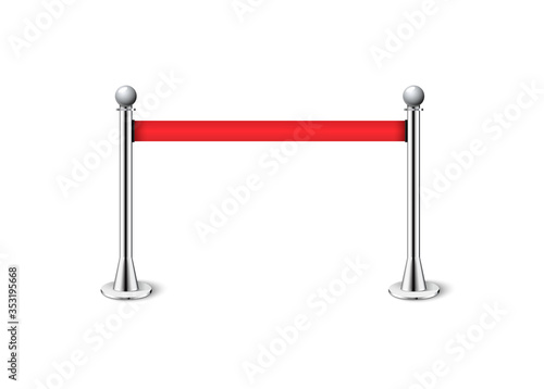 Fencing red rope exclusive entrance event vector pole barrier celebrity metal vip line.