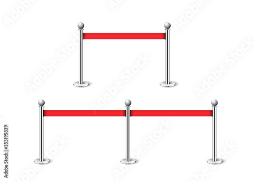 Fencing red rope exclusive entrance event vector pole barrier celebrity metal vip line.
