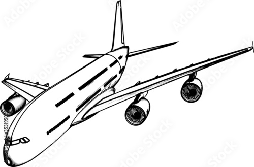 Commercial passenger plane side view vector.