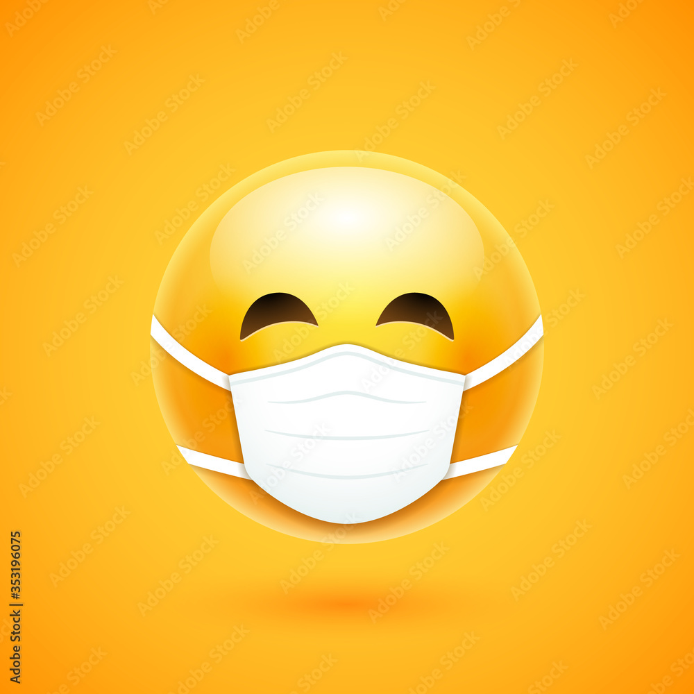 Face mask emoji icon. Covid 19 Emoticon quarantine sick virus Stock Vector | Adobe Stock