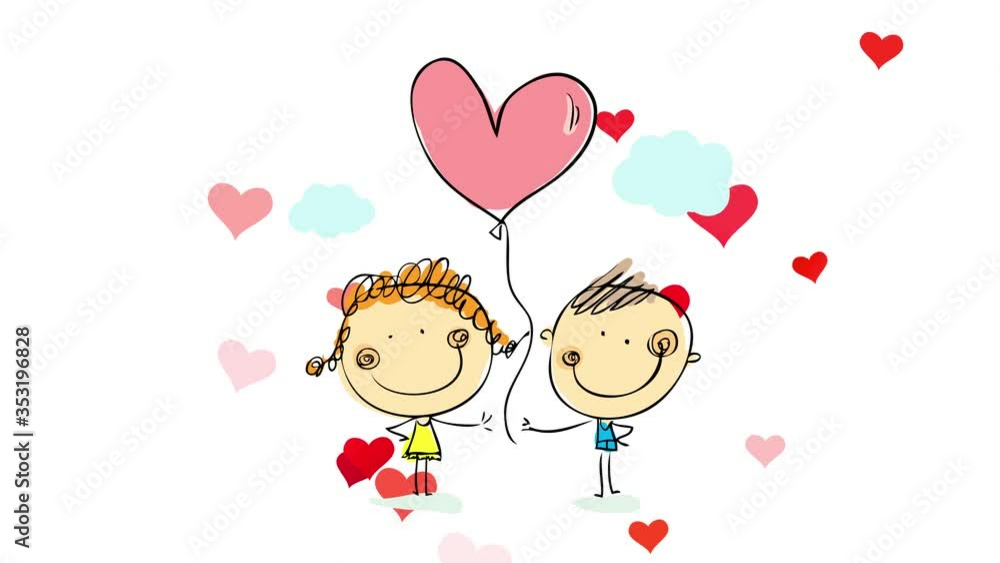 valentines day publicity with happy couple sharing a nice moment holding hands and a heart balloon in between with small hearts sparkling hearts on background valentines day publicity with happy couple sharing a nice moment holding hands and a heart balloon in between with small hearts sparkling hearts on background