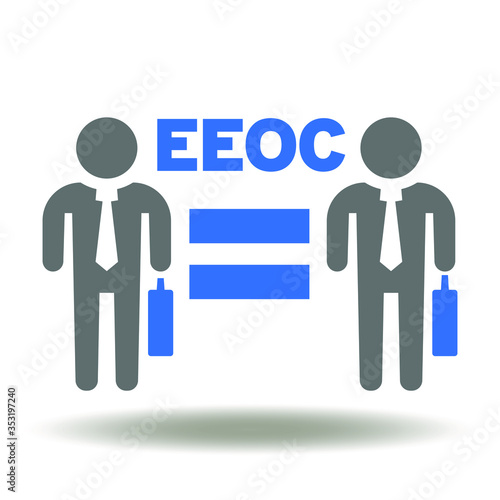 Two businessman equally sign icon vector. EEOC Equal Employment Opportunity Commission Business Logo.