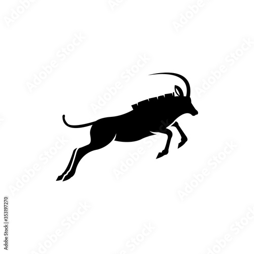 Longhorn goat sillhouette. Logo icon vector.