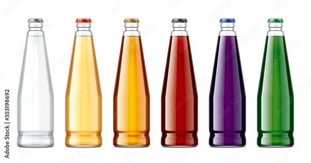 Set Glass Bottles with Drinks. Set Glass Bottles with Drinks.