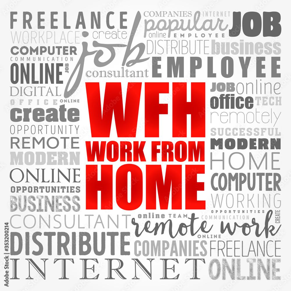 WFH - Work From Home word cloud, business concept background WFH - Work From Home word cloud, business concept background