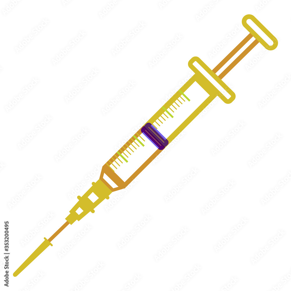Syringe injector application device with needle cover on. Syringe injector application device with needle cover on.