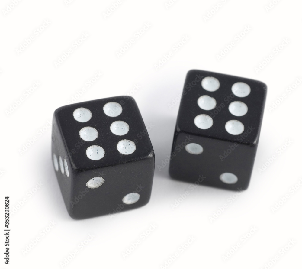 black dice isolated on white background black dice isolated on white background