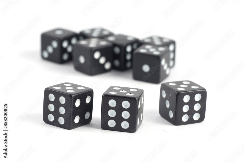 black dice isolated on white background black dice isolated on white background