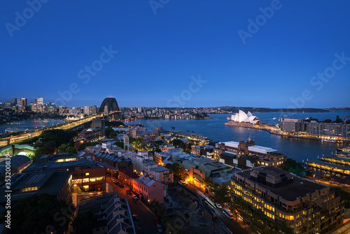 Aerial view of Sydney with Harbour Bridge, Australia