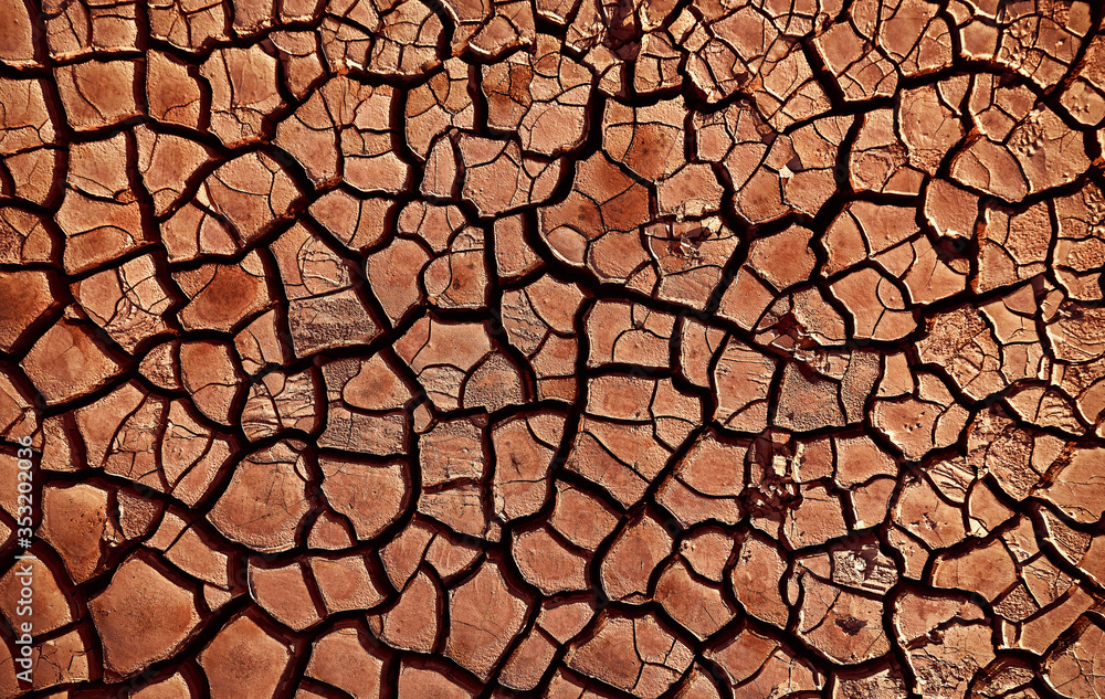 Desert. Aerial view of a beautiful cracks in the ground. texture, deep