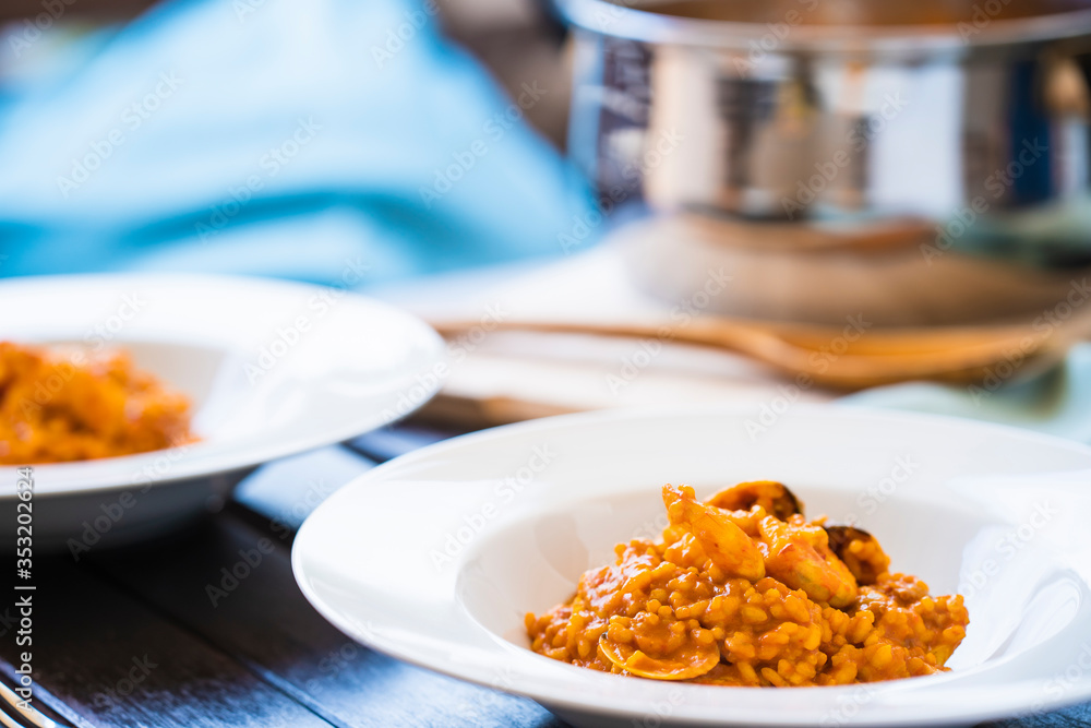 Delicious dish of typical sweet rice on a restaurant Delicious dish of typical sweet rice on a restaurant