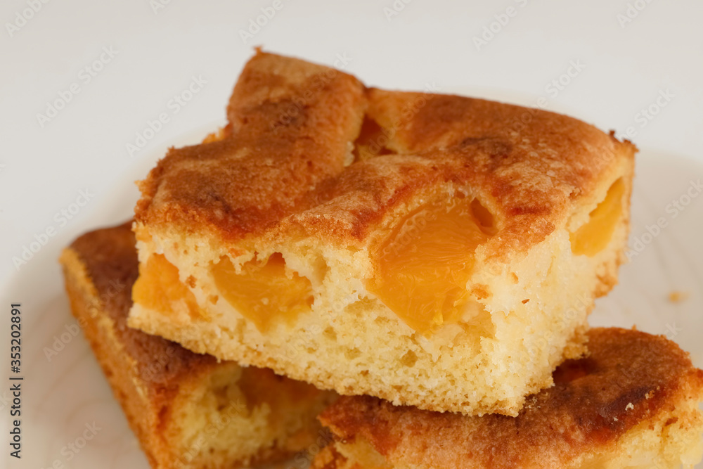 Several pieces of peach pie Several pieces of peach pie