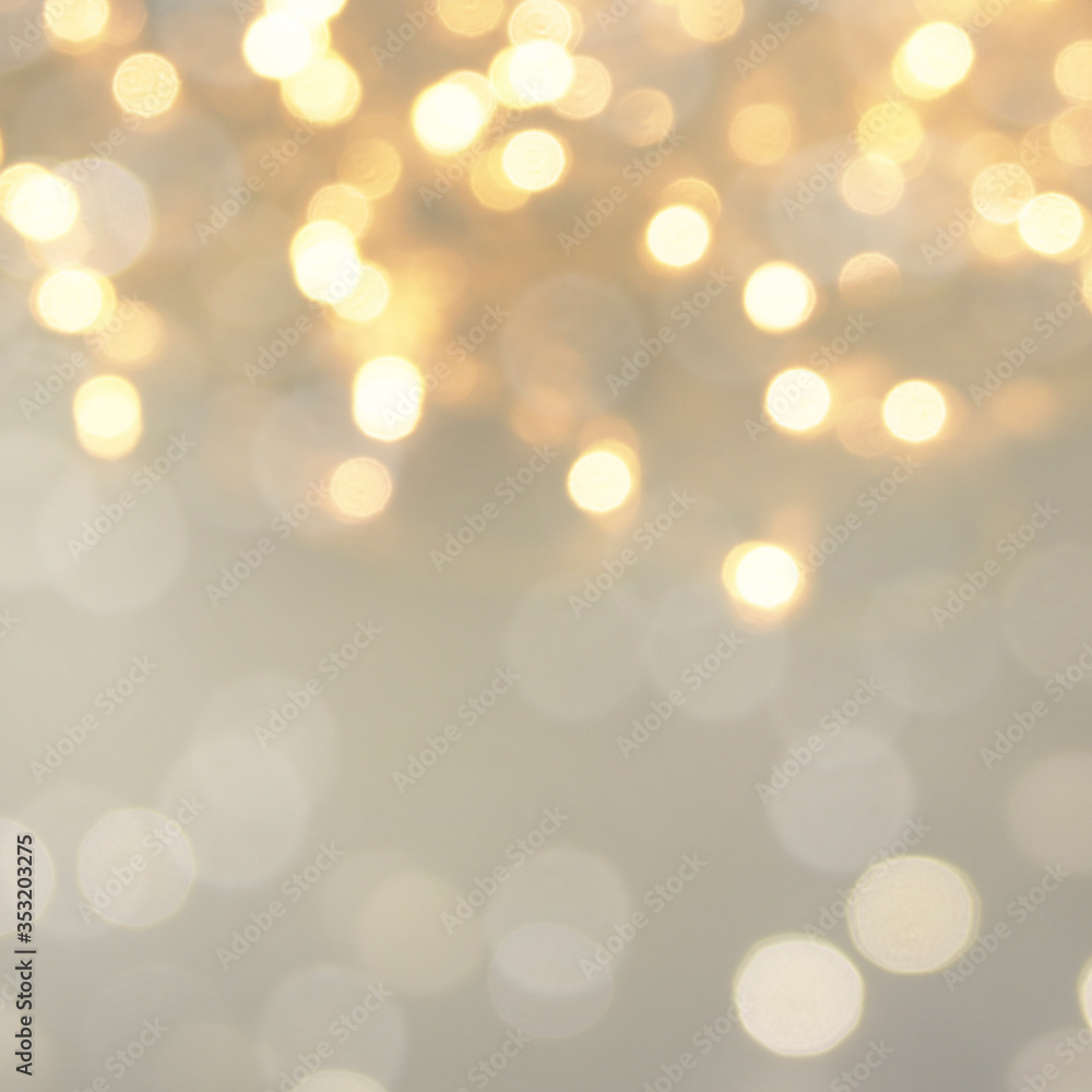 Obraz premium Christmas light background. Holiday glowing backdrop. Defocused Background With Blinking Stars. Blurred Bokeh.