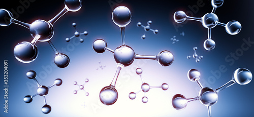 Foto Stylized Methane Molecules floating with dark Background