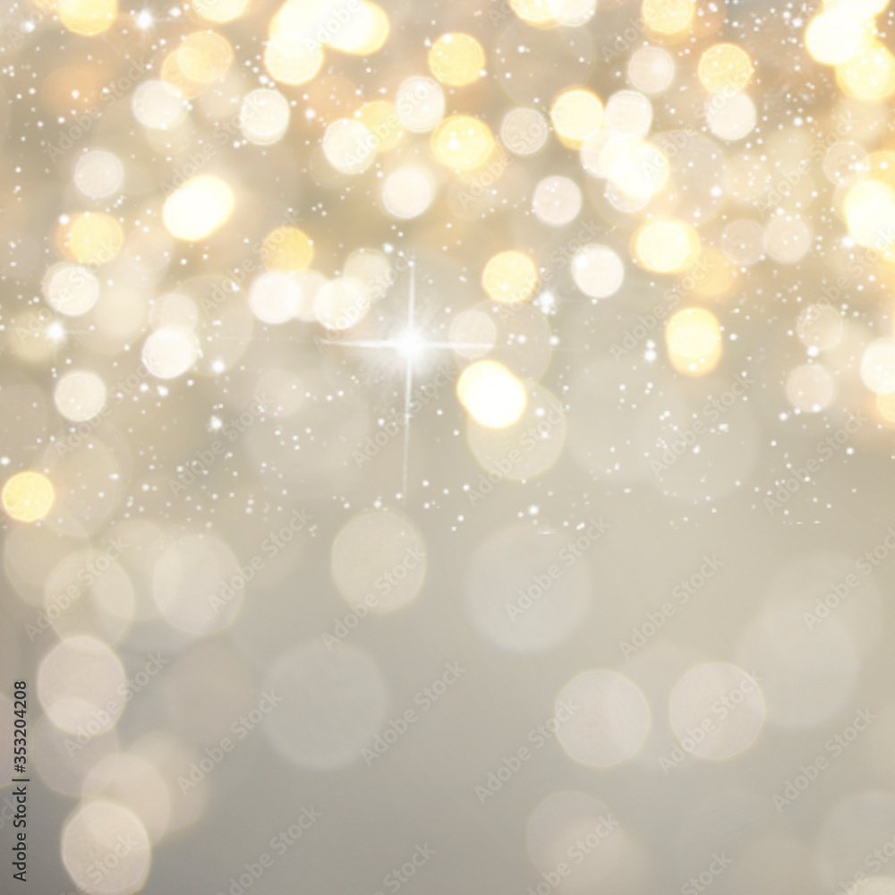 Christmas light background.  Holiday glowing backdrop. Defocused Background With Blinking Stars. Blurred Bokeh.