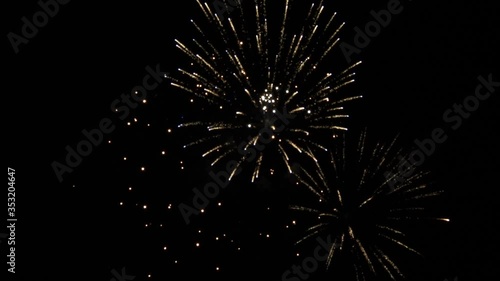 Real Fireworks footage 4k video on Deep Black Background Sky